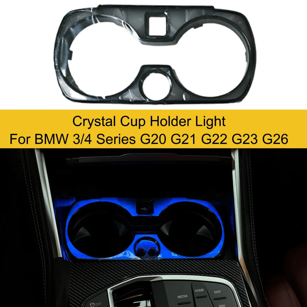 Crystal Cup Holder Light For BMW 3 4 Series G20 G21 G22 G23 G26 G80 G82 G83 Ambient Cup Lamp Tools Original Car Easy install