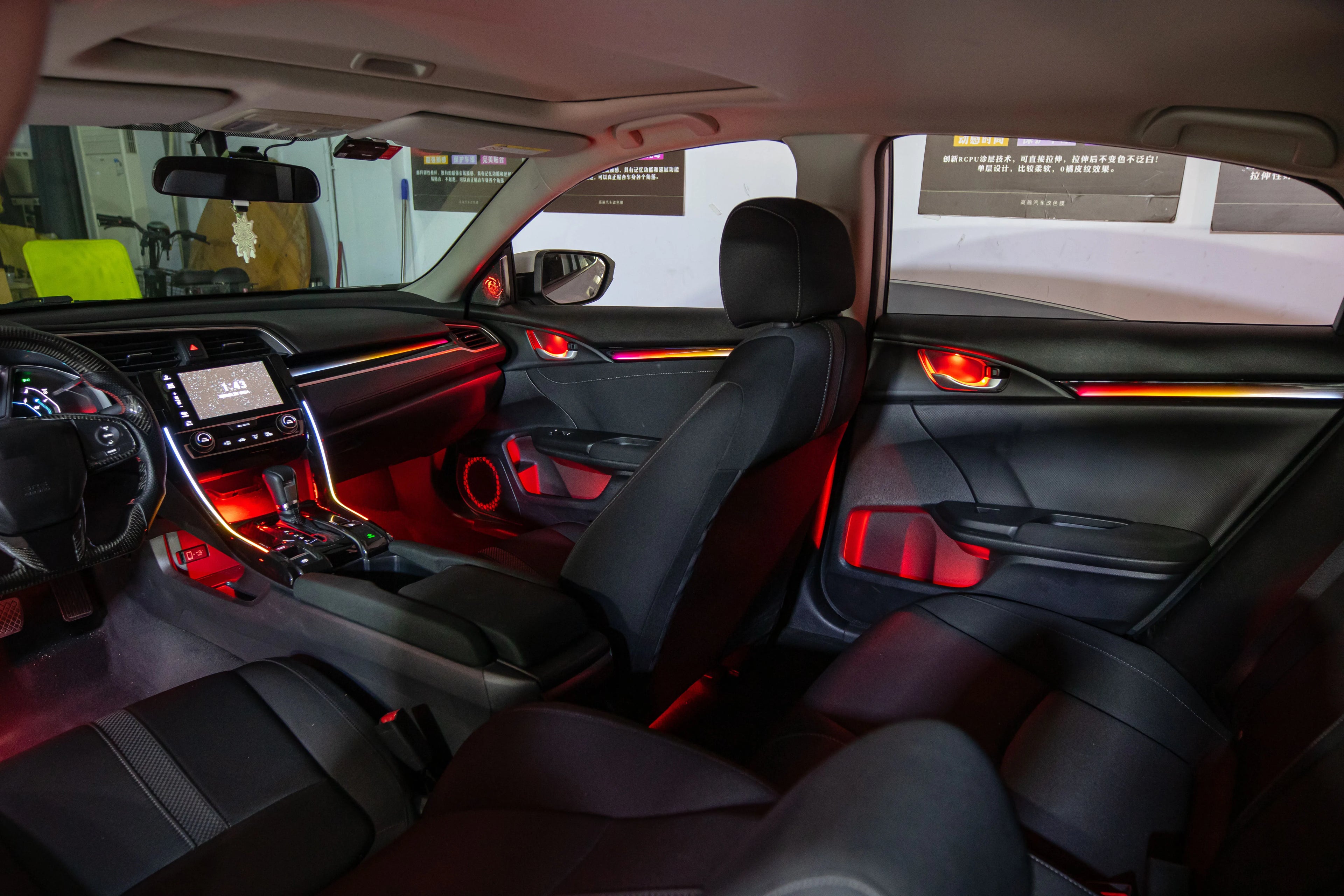 Auto Interior Lighting for Honda LHD/RHD Civic 10th Gen 2016-2021 Models 64-color Dynamic Symphony Ambient Lighting Kit