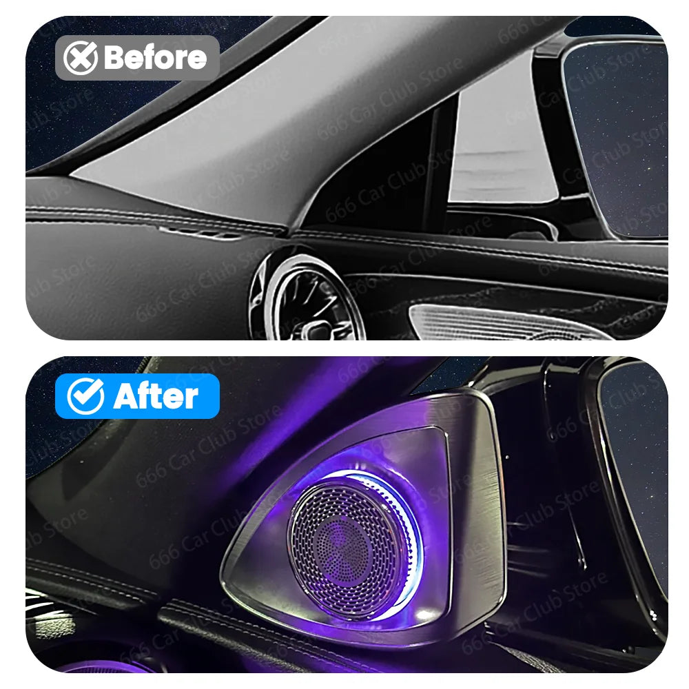 New 64 Colors 4D Tweeter Speaker For Mercedes Benz W257 CLS C257 Car RGB LED Ambient Light 4D Rotating Treble Horn Refit