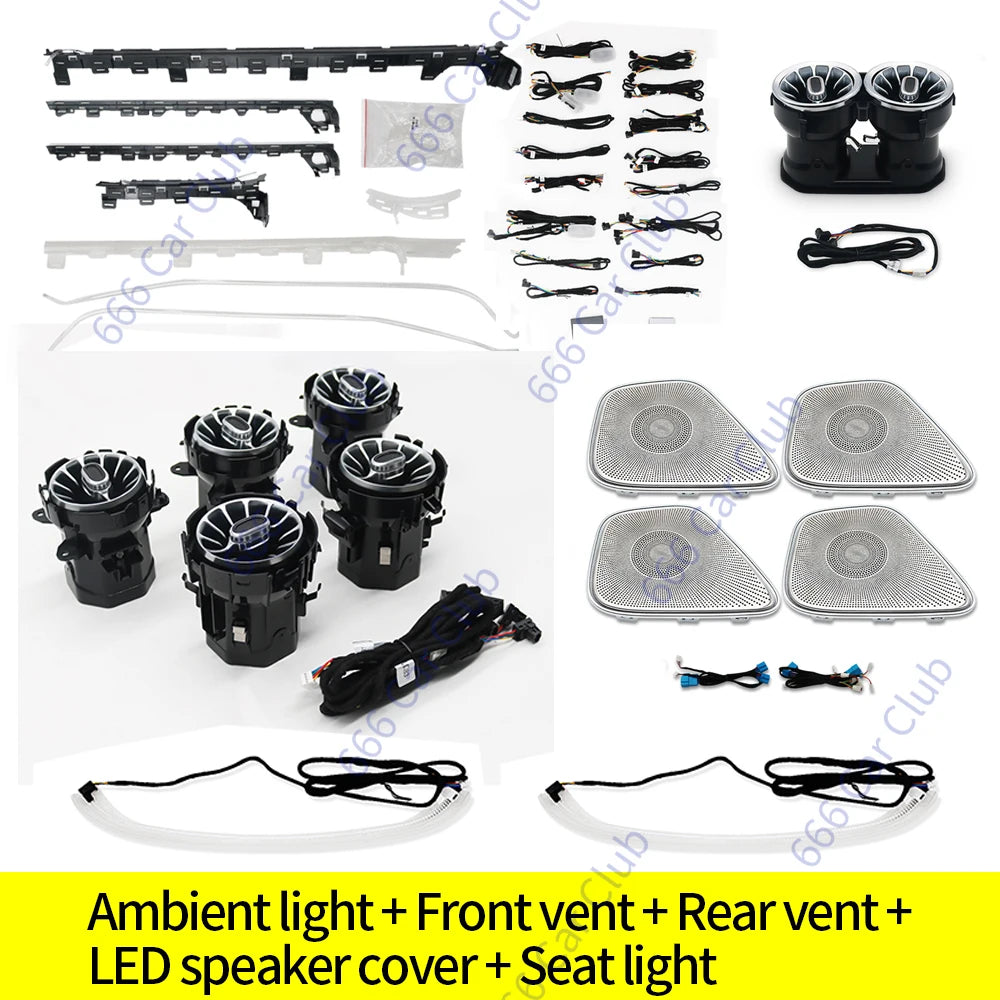 64 Colours Ambient Light For Mercedes Benz W177 W118 W247 A/B/CLA/GLA/GLB Class RGB LED Air Vents Car Door Seats Decorative Lamp