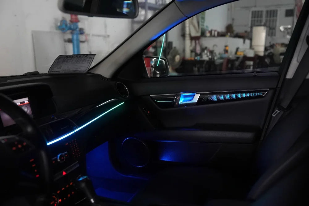 64 Colors Auto Ambient Lighting For Mercedes Benz C-Class W204 Interior Decoration Lights Symphony Rhythm For Car Upgrade