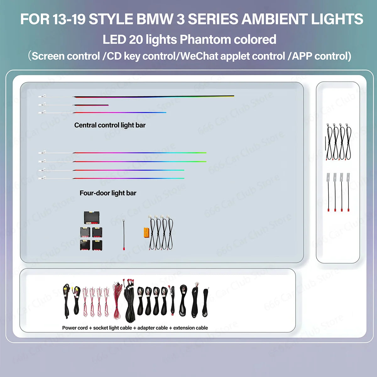 256 Color RGB APP controls Ambient Lighting For BMW 3 Sories F30 3GT Automotive Colored Decorative Light Accessories