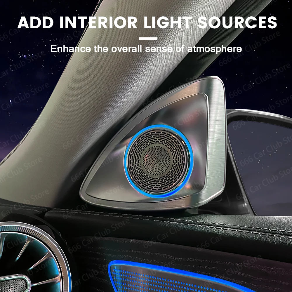 New 64 Colors 4D Tweeter Speaker For Mercedes Benz W257 CLS C257 Car RGB LED Ambient Light 4D Rotating Treble Horn Refit