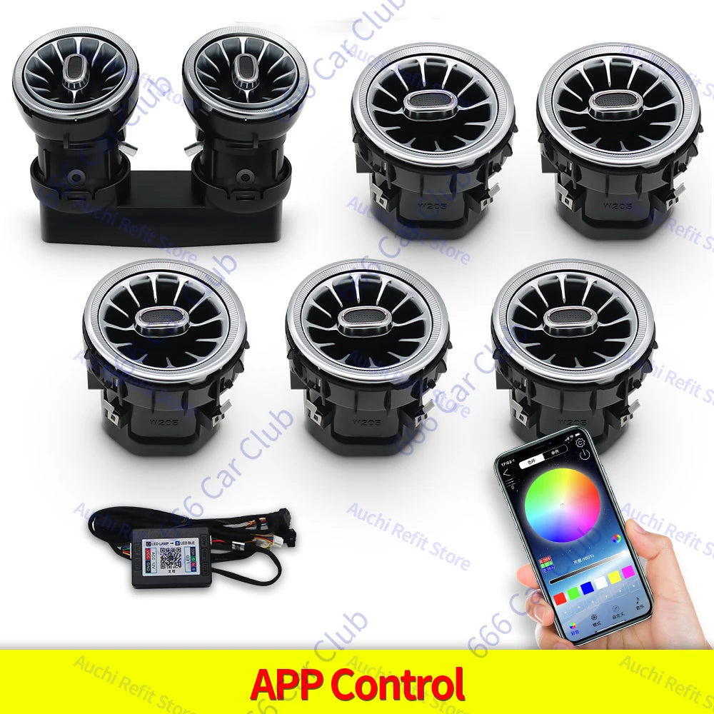 256 Colour LED Vents For Mercedes Benz C Class W205 W447 W213 W156 W117 W176 Bluetooth APP Control Car Nozzle Turbine Air Outlet