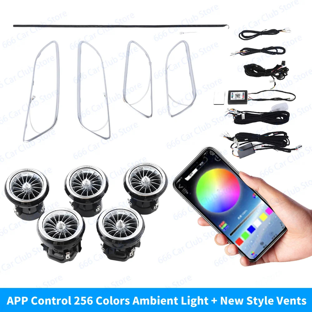 12 Colours LED Ambient Lights For Mercedes-Benz W117 W176 W156 A/CLA/GLA  A45 CLA45 LED Car LED Turbo Style Vent Decoration Lamp