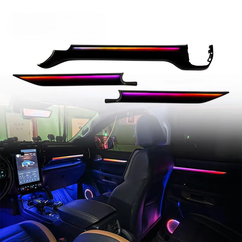 64 Color Ambient Lighting for 2023-2025 Ford Ranger Dynamic LED Symphony Kit Everest Speaker Edge Lights in the Car Interior